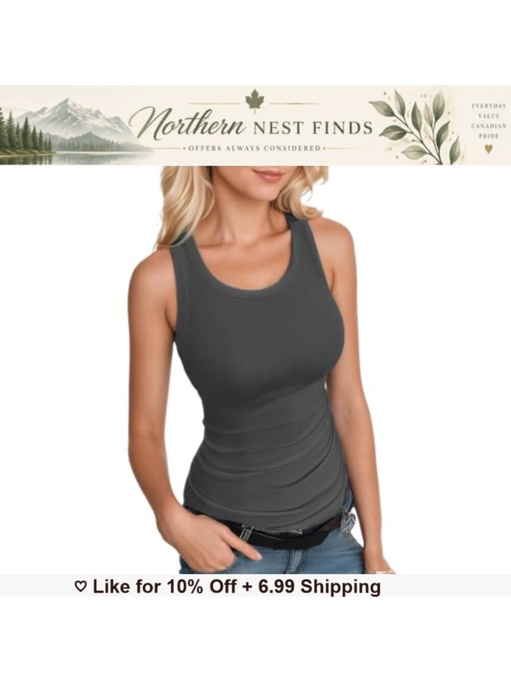 Women's Slim Fit Sleeveless Tank Top Crew Neck Soft Workout Cami
